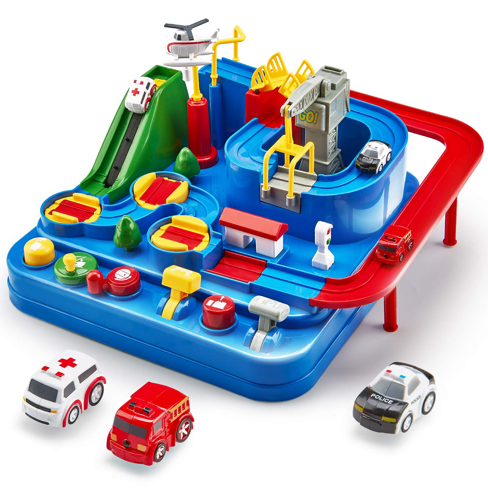 Race Tracks for Boys Car Adventure Toys, City Rescue Preschool Educational Toy Vehicle