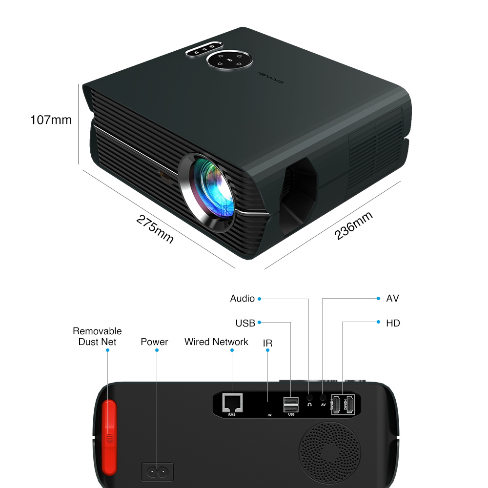 Новый проектор 2021 года, Android 9,0, Wi-Fi, светодиодный кинотеатр 1080P, Airplay Beam, домашний кинотеатр для смартфона, видеопроектор с сенсорной кнопкой