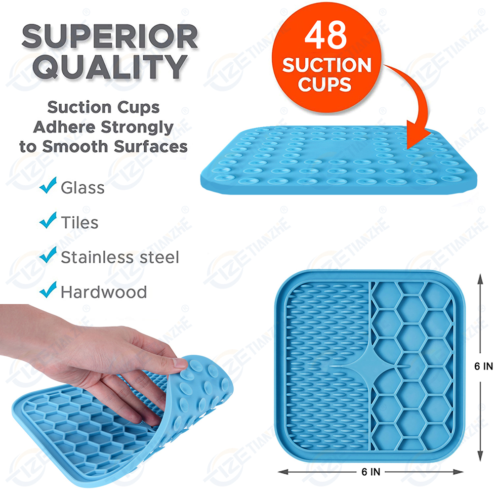 Silicone Dog Lick Mat Sucker BPA Butter Lick Pad With Strong Suction Pet Supplies Slow Feed Pad Dog Treat Dispenser Dog Lick Mat