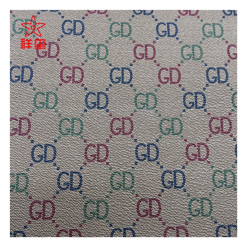 Print Leather Check Design PVC Synthetic Leather Woven Backing for Bag and Cosmetic Case