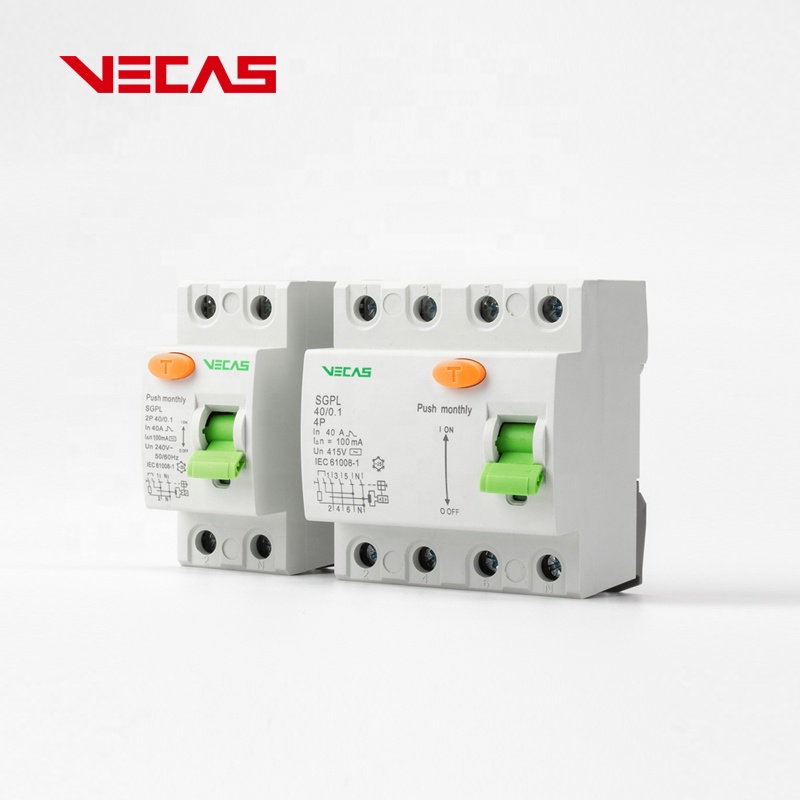 Автоматический выключатель остаточного тока VECAS SGPL Series RCCB RCD 2P 4P 1A-63A 230/400 В, 25 лет, профессиональный производитель электрических