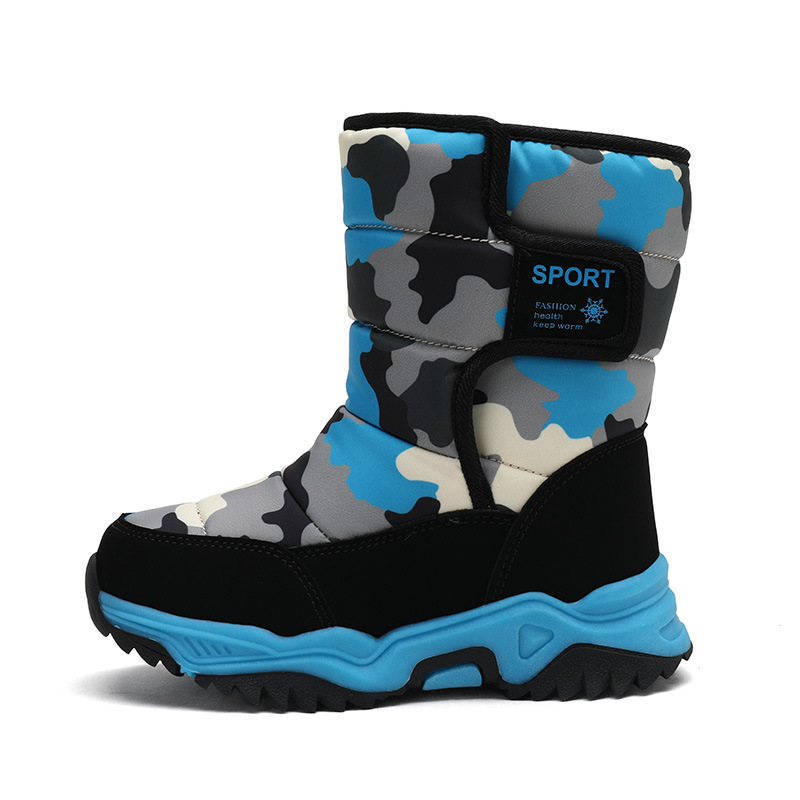 Children's snow boots boys winter 2021 students plus fleece boots girls warm cotton shoes high top