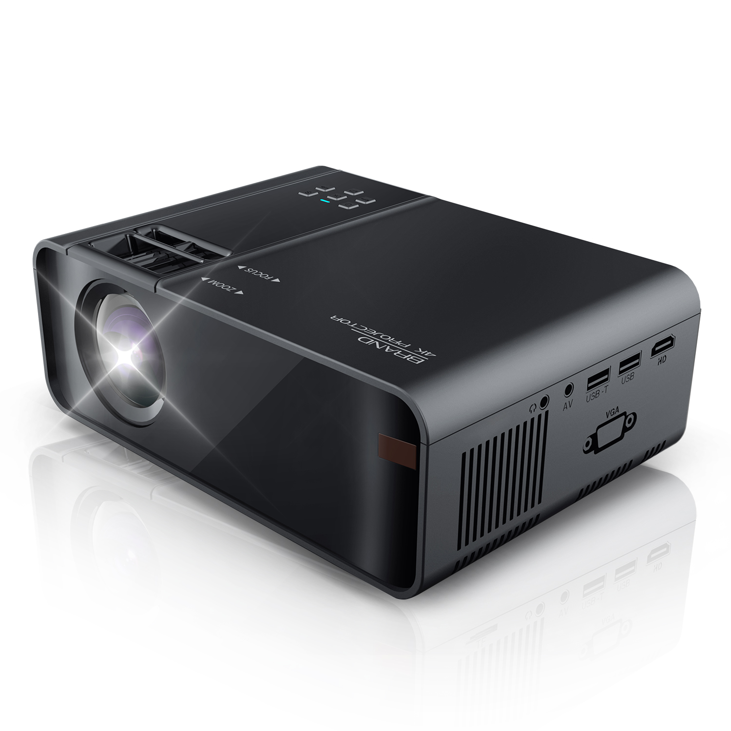 Portable LCD Projector для Family, 4K Beamer, 1080p, Full HD, 4800 Lumens, home Theater, Audio Speakers