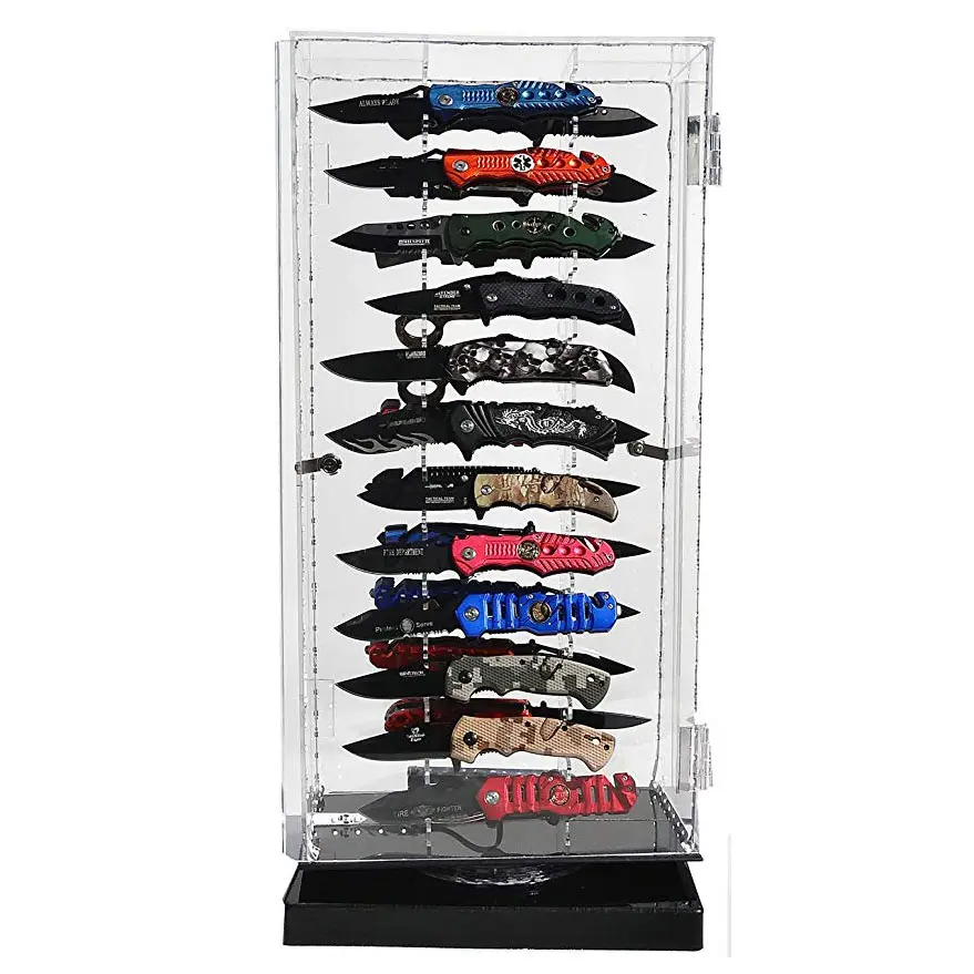 Customized Design Counter Floor Double Usage Clear Acrylic Knife Display Stand