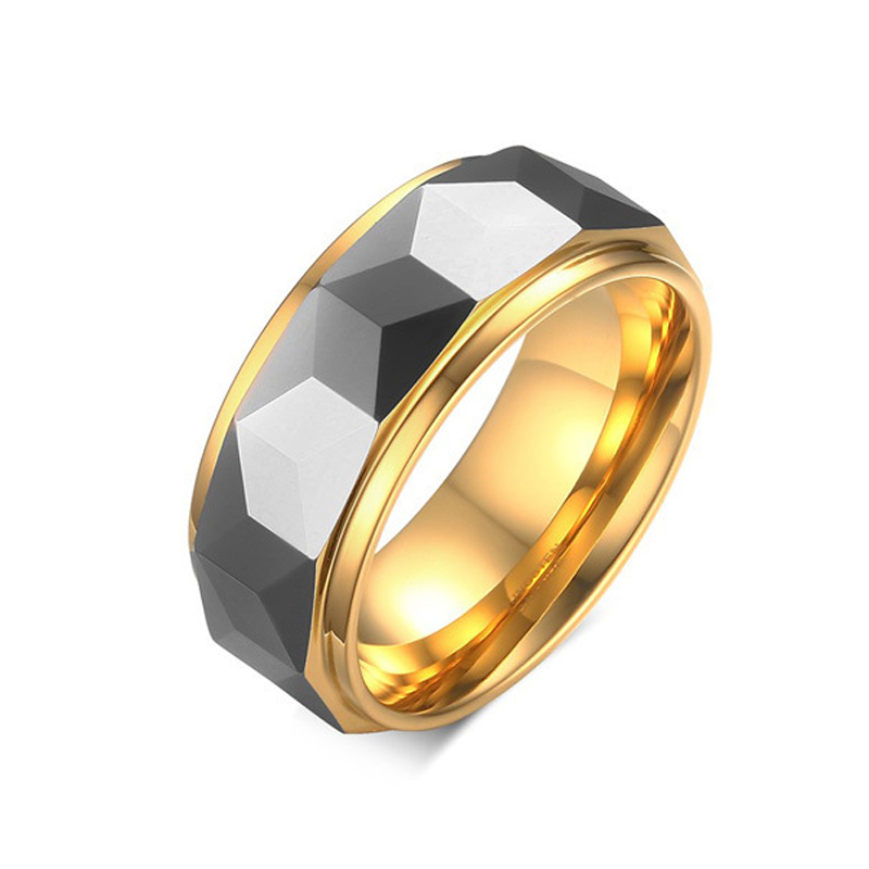 Ordrm anillos de oro para hombre золотого и серебряного цвета в винтажном стиле; Граненые карбида вольфрама обручальные кольца