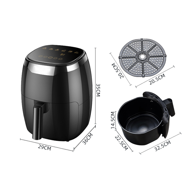Home Kitchen Appliance Electric Deep Air Fryer Presets Adjustable Temperature Fryer Nonstick Stainless Steel Air Fryer