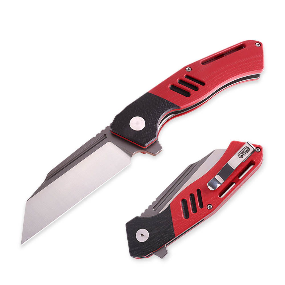 High Grade Red Black G10 Handle Folding Pocket Knife D2 Steel Outdoor Camping Tactical knives