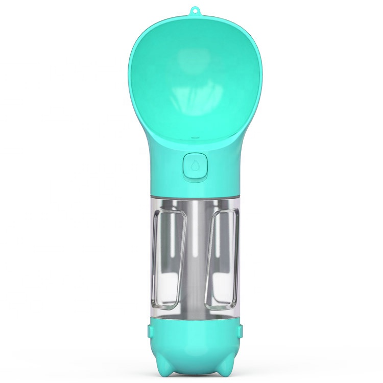 Multi-functional portable pet travel water cup with bin Bag poop shovel dog outdoor eco-feeder custom