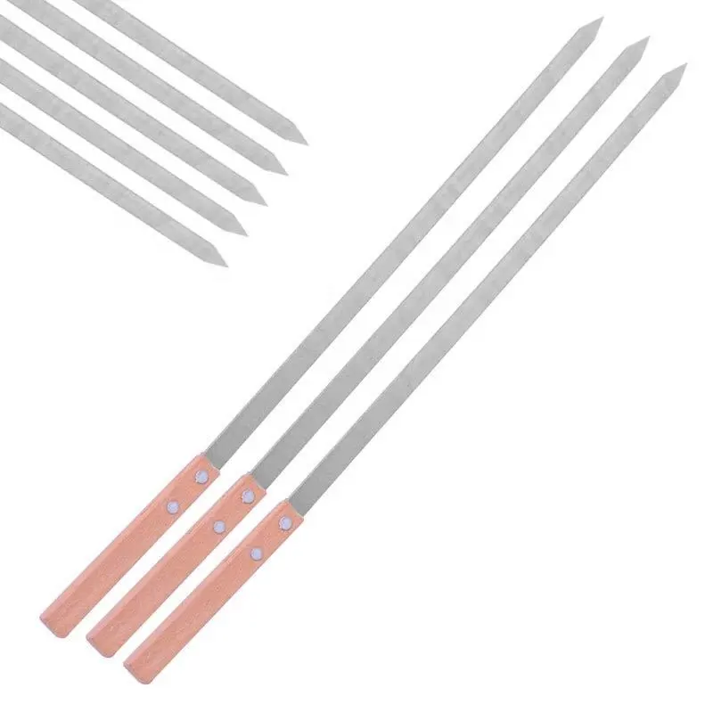 customize bbq sticks stainless steel BBQ skewers barbecue stickers barbeque forks and knife kebab rotating sticks