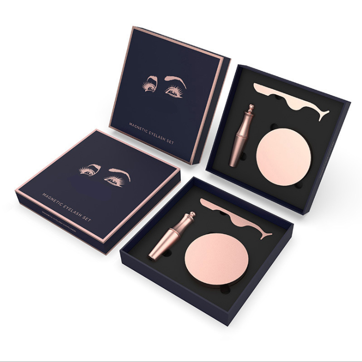 Wholesale private label faux mink magnetic eyelash packaging box vendors vegan magnetic eyeliner lahes with liner