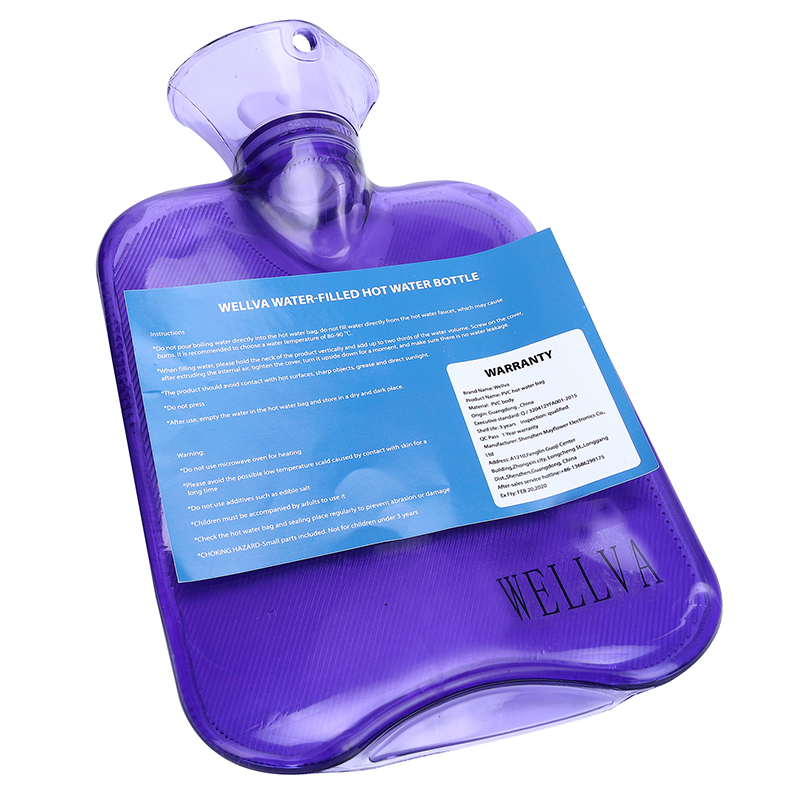 Wellva 1000ml Hot Water Bottles Clear PVC Rubber Heat Water Bag Hot Cold Warmer Relaxing Bottle Bag Therapy Winter