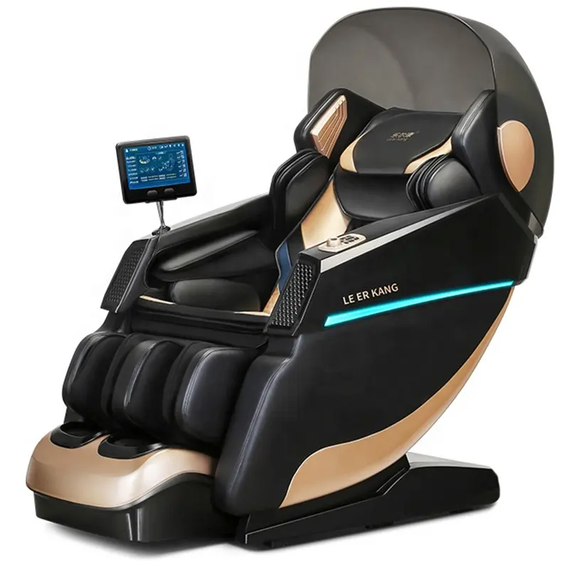 LEERCON 2023 China Luxury Black SL Track Heated Body Scan Zero Gravity Roller 4D Massage Chair With Speaker
