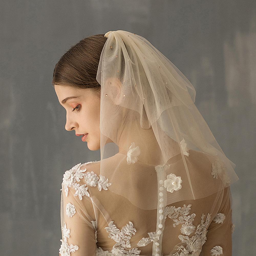 Flower Embroidery Wedding Veils Soft Blusher Brides Veil For Woman Bridal Tulle Veil Items For Wedding
