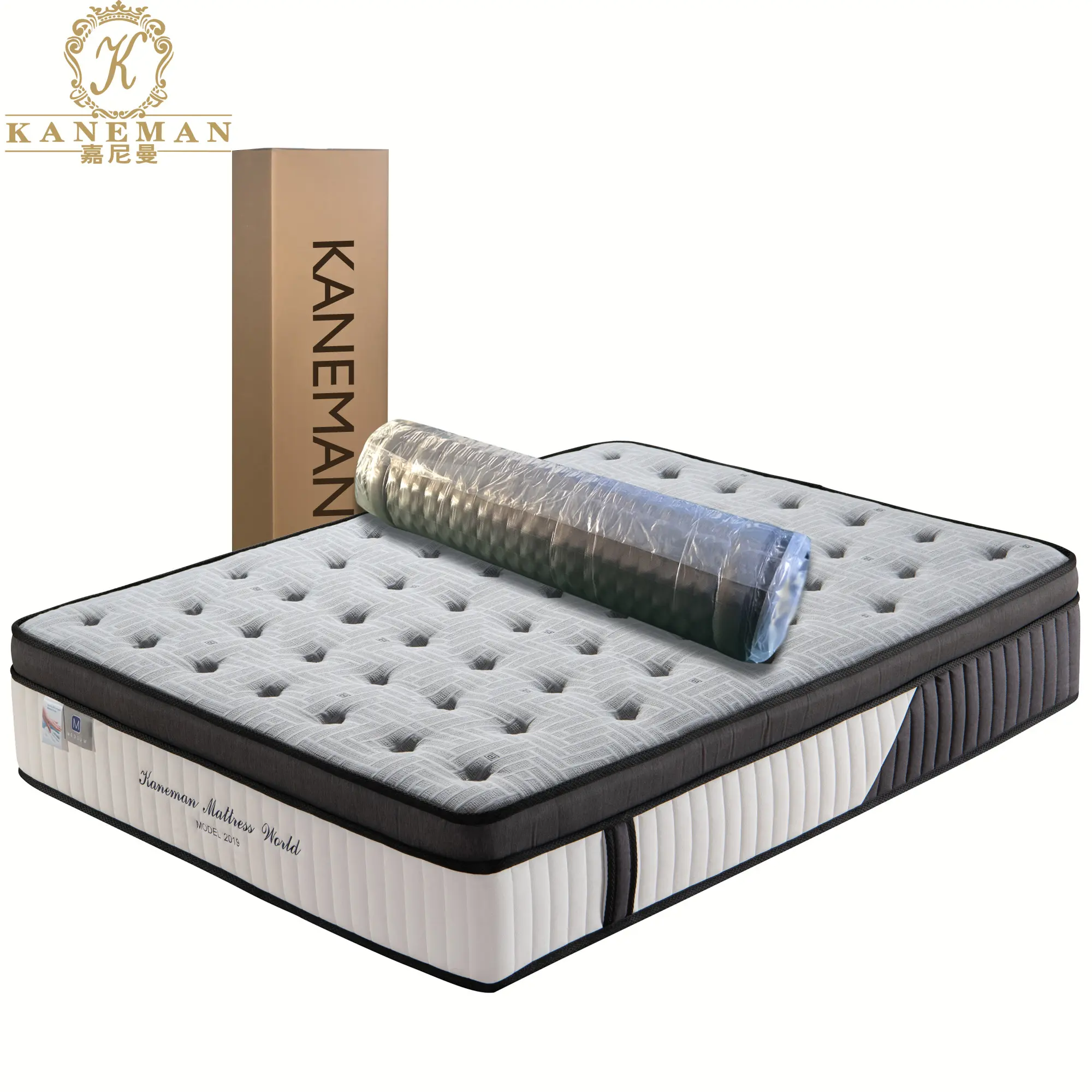13 Inch Vacuum Roll Up Packing Wholesale Queen King Size Memory Foam Pocket Spring Mattress In A Box