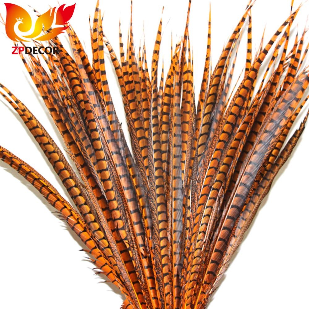 ZPDECOR Wholesale Size 70-80 cm Cheap Dyed Orange Lady Amherst Pheasant Center Tail Feather for Carnival Headdress