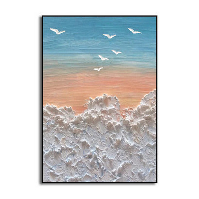 Wall Art Морской произведениями искусства ручной работы абстрактная живопись маслом в простом стиле для гостиной, спальни, домашний декор