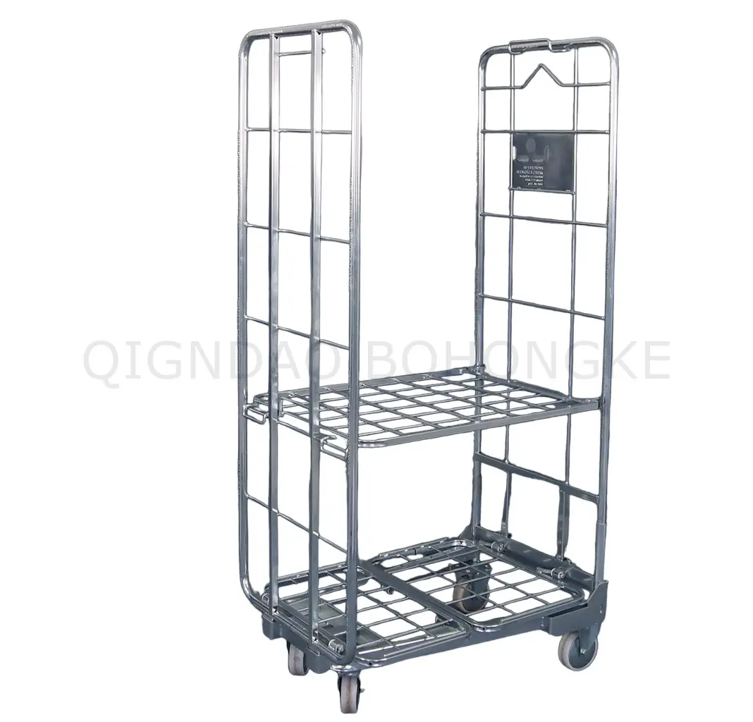 BHK10 Foldable Storage Zinc Plated Wire Mesh Containers Roll Cage wire mesh container trolley cage