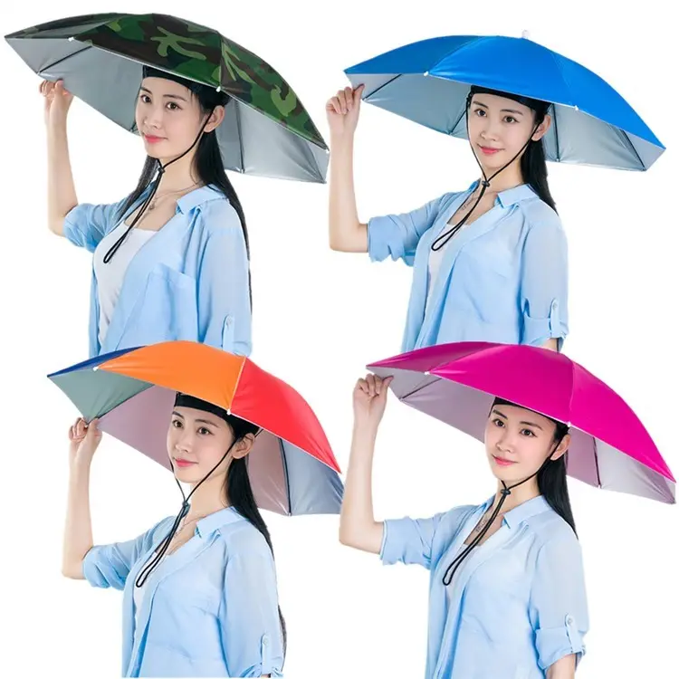 Rain Gear Beach Head Hats Shade Waterproof Camping Fishing Headwear Cap Foldable Outdoor Sunhat  Portable Rain Umbrella Hat