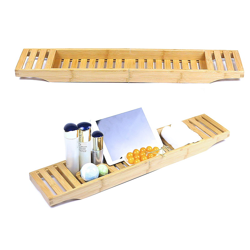 Wholesale Foldable Bath Shelf Premium Bamboo Bathtub Tray for Tub