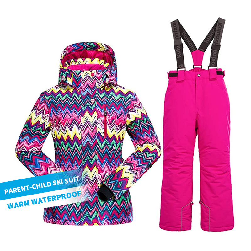 Top Seller Sportswear Children's Fashion Ski Suits Waterproof Jacket Thicken Coat With Waterproof Suspender Pants