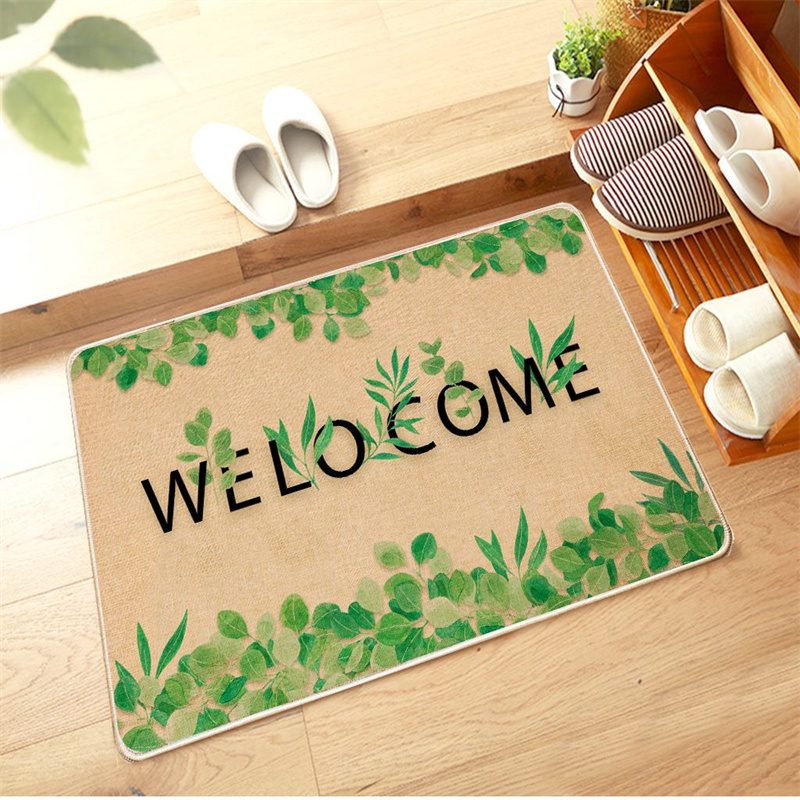 Rubber linen Printed doormat water-absorption Friction stain resistant rug outdoor Household Mat