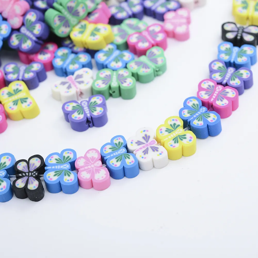 50Pcs Butterfly Shape Clay Beads Loose Spacer Polymer Clay Beads for Jewelry Making Diy Bracelet Necklace Accessories