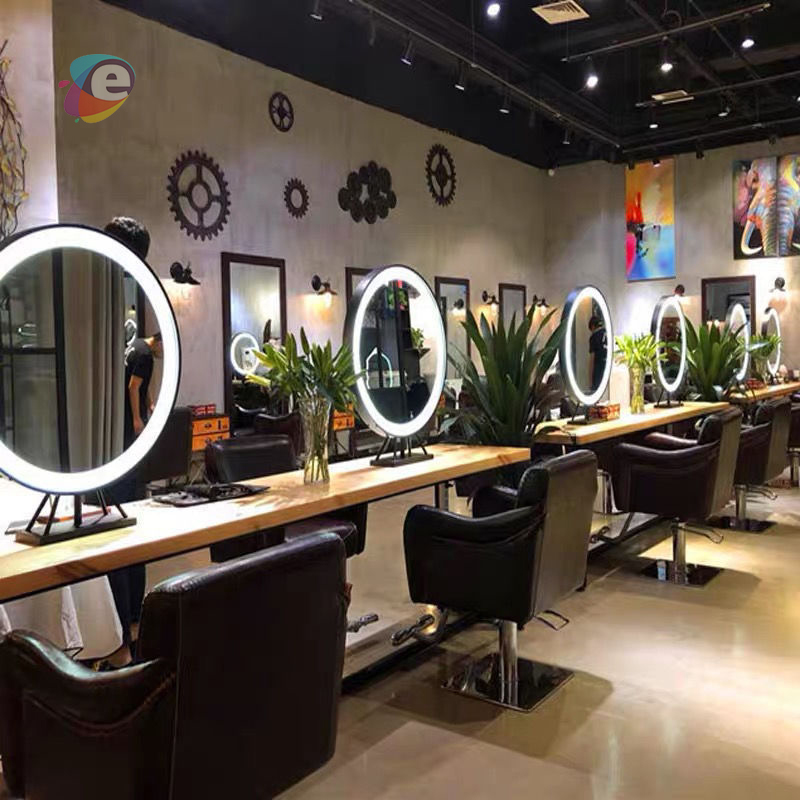 Modern Hairdressing Shop Design Glass Display Cabinet For Hair salon hair dressing work station with mirror Showcase Furniture