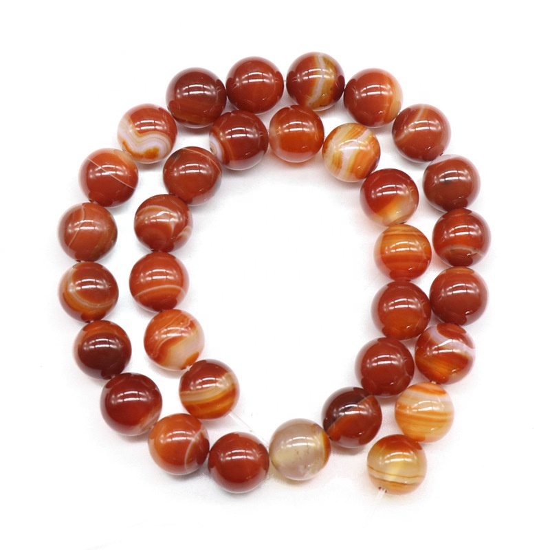 Simple Natural Red Striped Agate Loose Beads DIY Beaded Jewelry Accessories