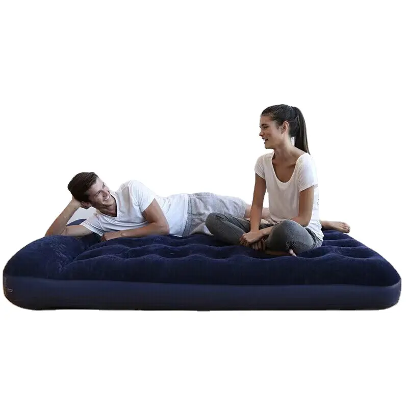 2022 Low Price Flocking Material Outdoor Inflatable Air Bed Mattress Camping Bed With Pump