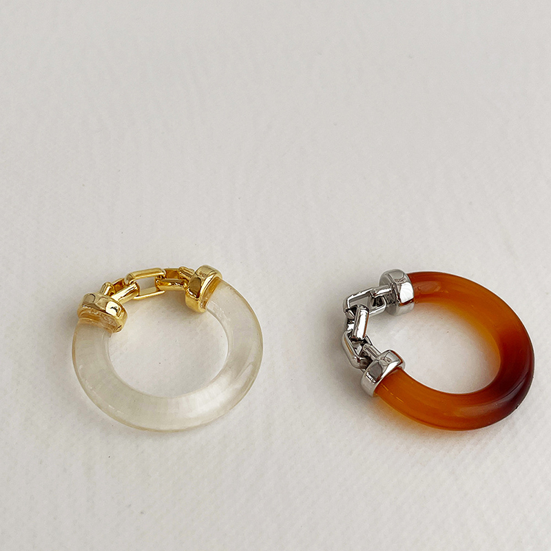 Vintage Transparent Resin Acrylic Chunky Chain Rings For Women Geometric Round Circle Rings Summer Fashion Jewelry Gifts