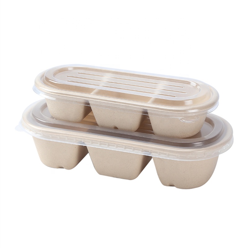 3 compartments 100% biodegradable compostable eco wheat straw fiber fast food container