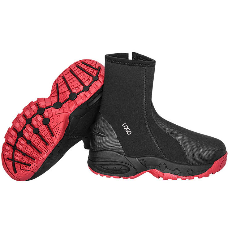 Good Quality Zipper Diving Boots Beach Booties Neoprene Water Sporting Fishing Shoes High-top 5mm With Custom Logo