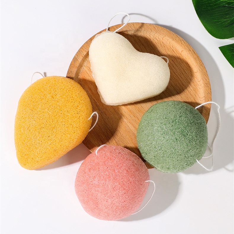 Спонжи Konjac для лица, мягкое очищение лица, отшелушивание, уход за кожей, чистящие губки для лица, шарики, экологически чистые, в форме сердца, натуральные