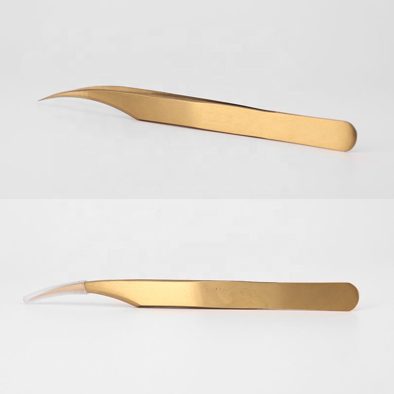 Professional stainless steel eyelash extension tweezers lashes tweezers accept OEM gold platted