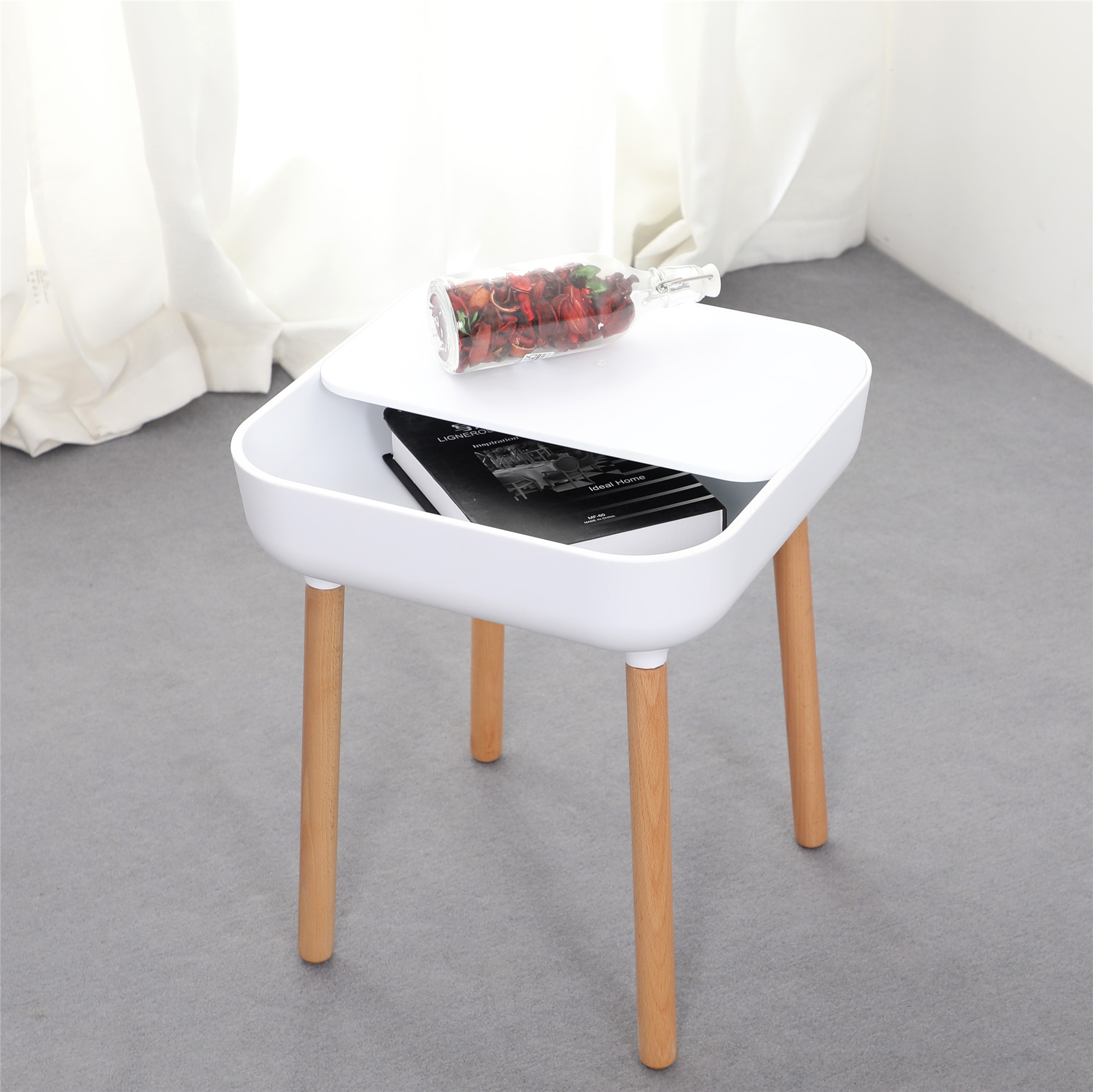 Popular Nordic Living Room Furniture Modern Bedroom Plastic Bedside Side Table With Storage