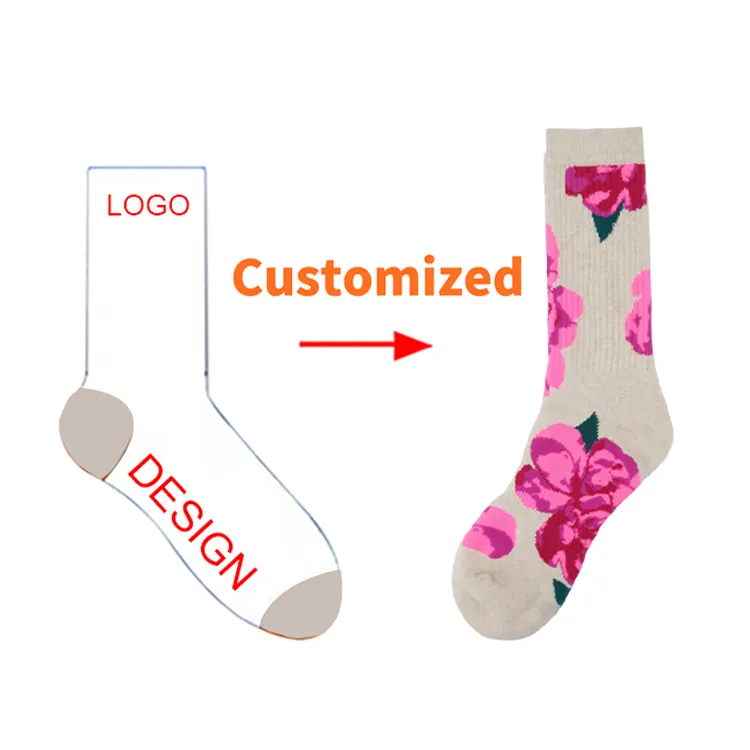 New Design Girls Colorful Flower Socks Women Custom High Quality Socks With Logo No Moq