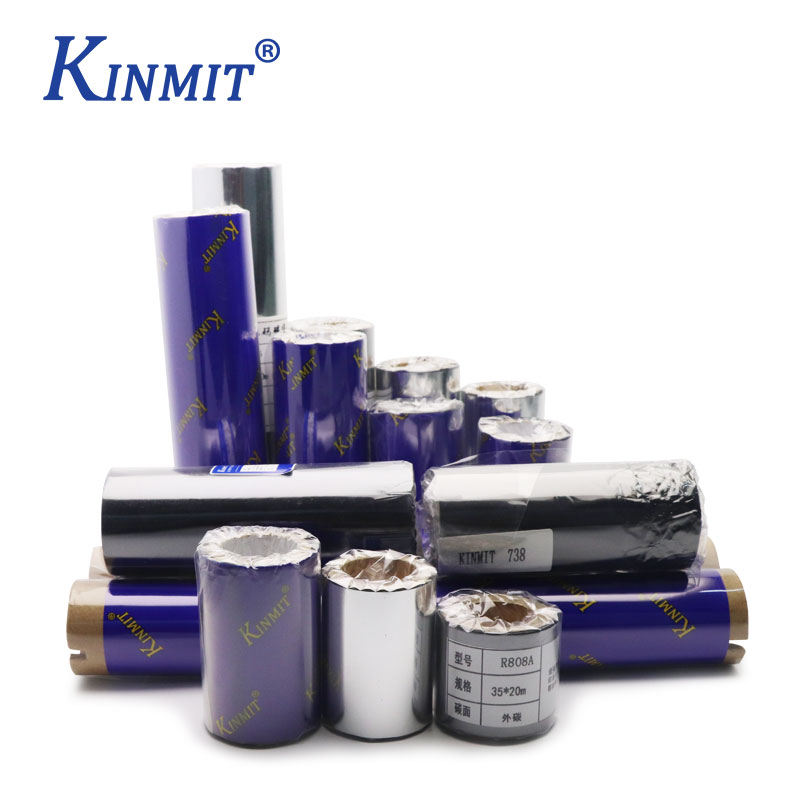 Восковая Резиновая лента Kinmit, черный термотрансферный принтер, лента для штрих-кодов, термотрансферная лента