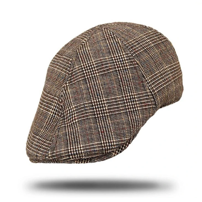High quality Polyester Material Tweed Pattern Ivy Cap