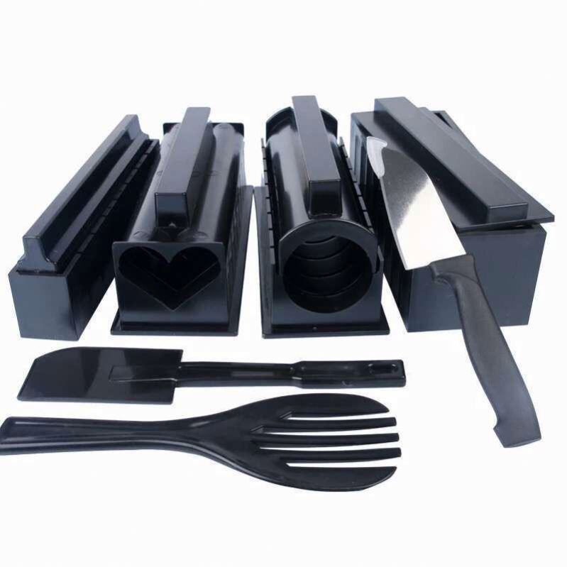 Amazon Best Sellers Shapes Fork Spatula DIY Home Sushi Tools Plastic Non-Stick Sushi Maker Tool with 8 Different Sushi Mold