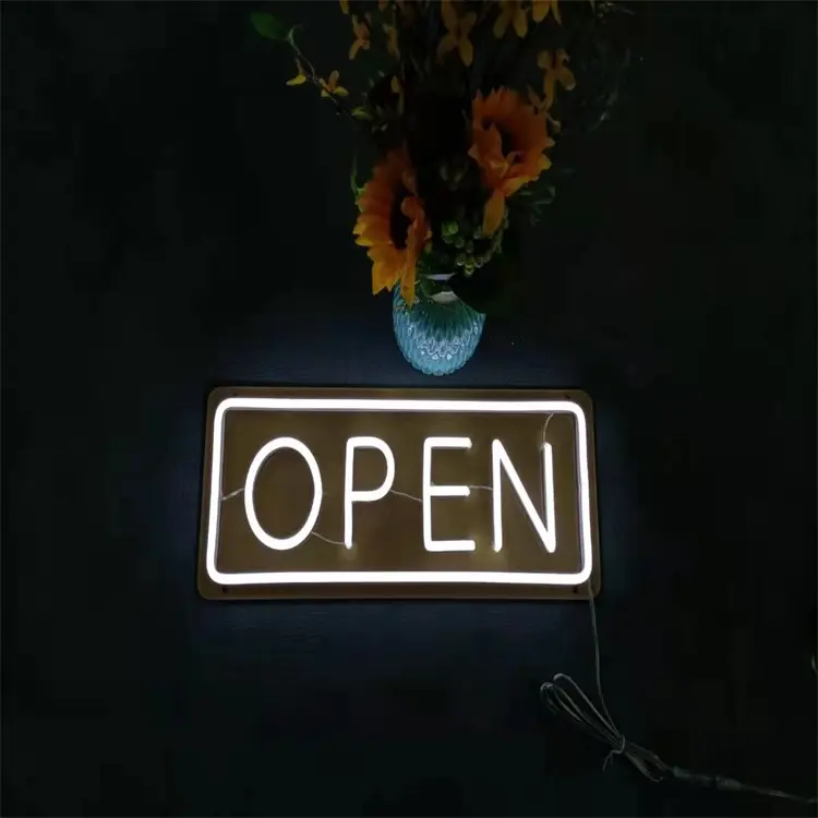 Acrylic Led Neon Open Sign With Arc And Business Neon Light Restaurant Open Led Sign