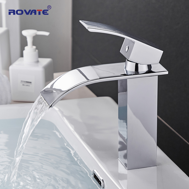 Современный Смеситель ROVATE, кран для раковины с одной ручкой и графическим дизайном, для ванной комнаты