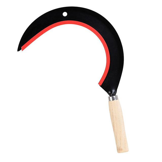 Farming Tools Grass Farming Steel Sickle With Big Wooden Handle Sickle For Rice Harvesting