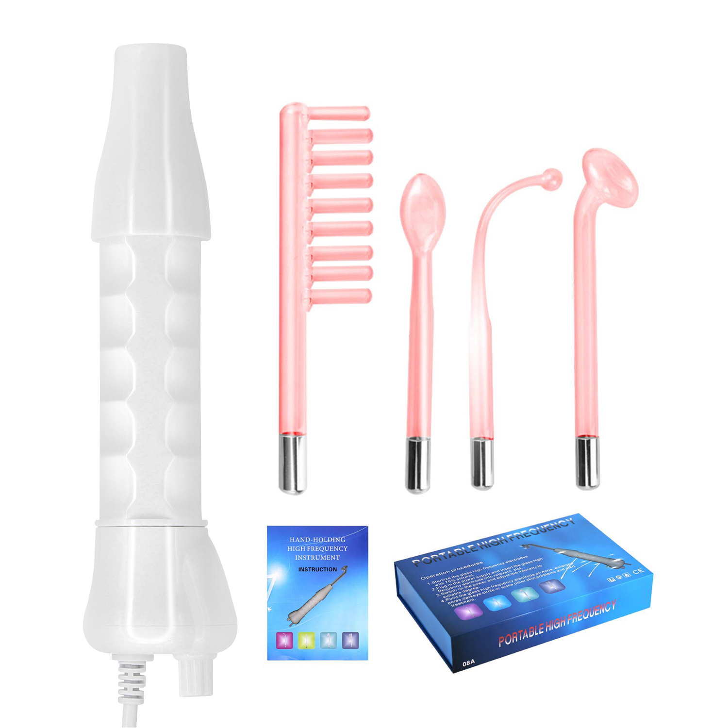 4 In 1 High Frequency Beauty Wand Handheld Facial Lifting Whitening Home Use Beauty Skin Facial Message Wand