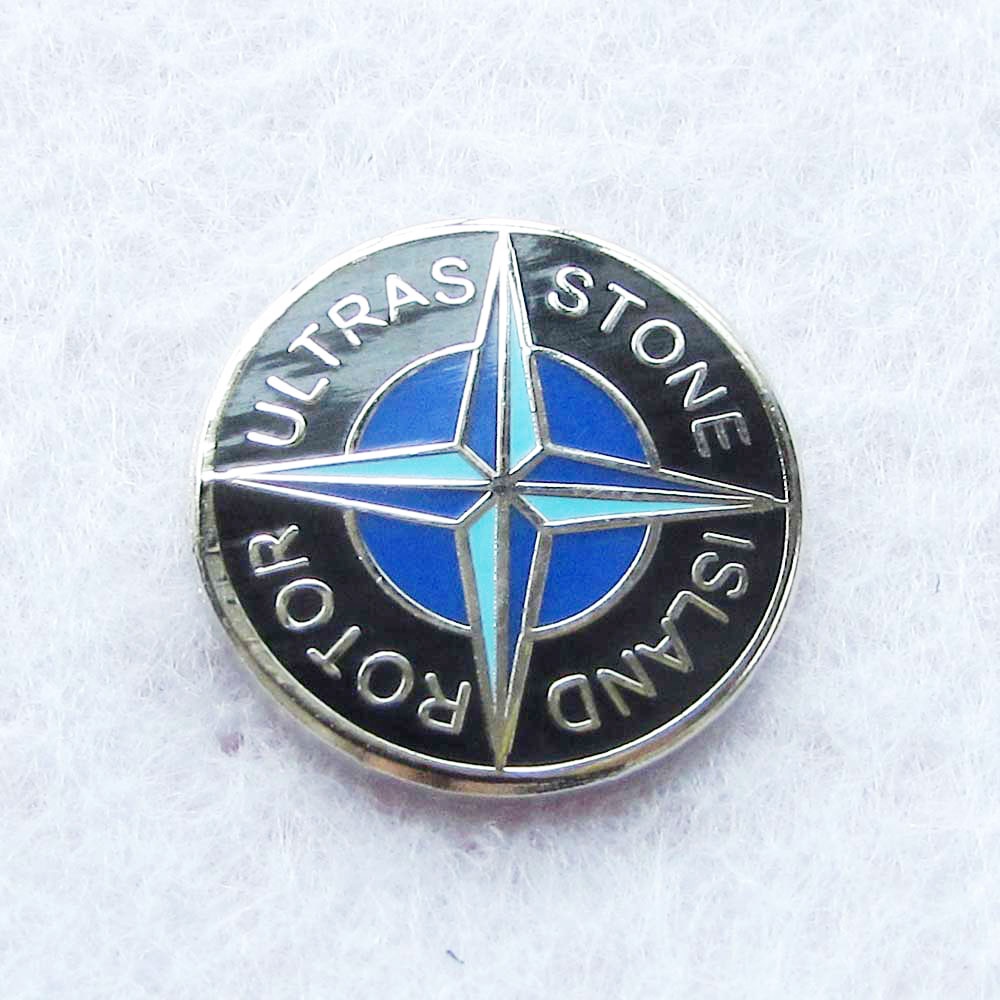 Wholesale Hand Made round blue and black Silver hard enamel black nickel Lapel Pin