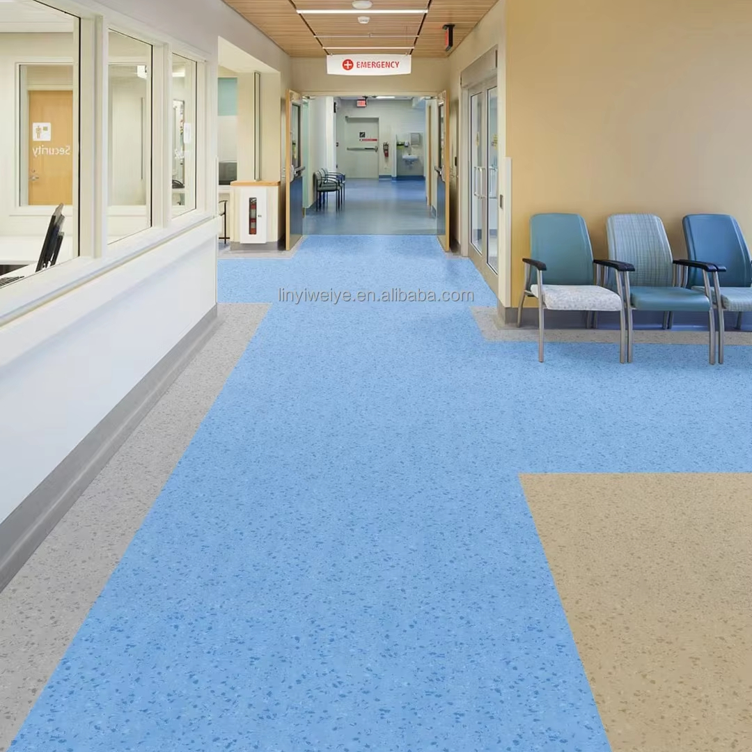 Waterproof PVC Vinyl Roll Anti static Conductive Homogeneous Sheet Flooring Hospitals Adhesive Indoor School Use