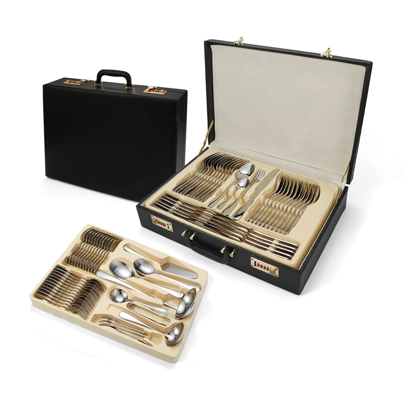 72 PCS Rainbow Cutlery Set Luxury Royal Wedding Cutlery Set Reusable Cutlery And Carry Suitcase