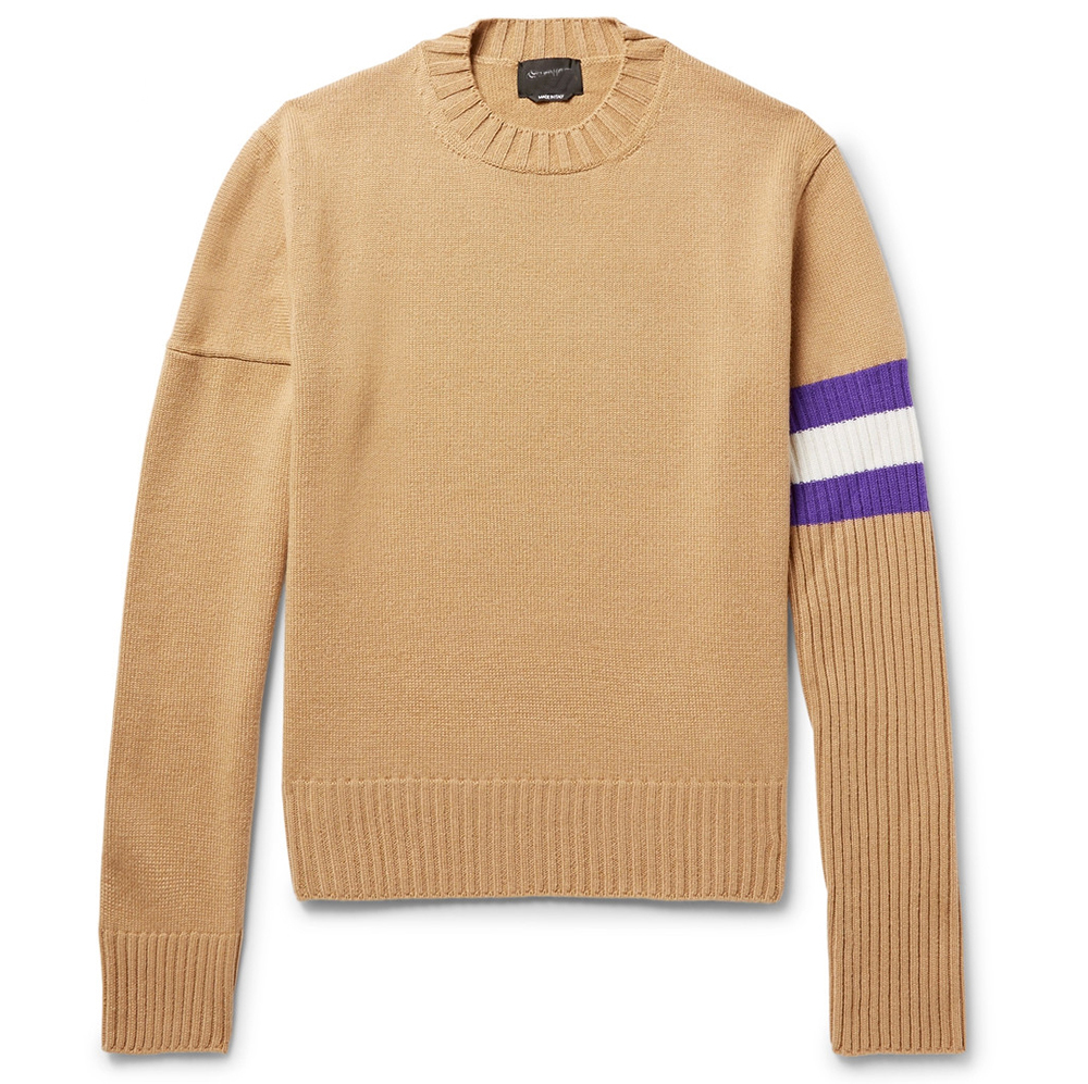 Fashion Style OEM Thin Knitted Stripe-Trimmed Cashmere Sweater Fancy Cardigan Men Sweater