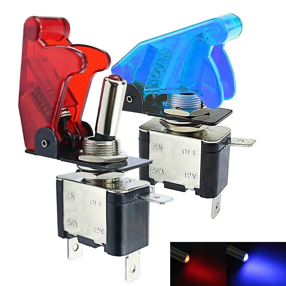 AUSO Auto Car Boat Truck LED 12V Toggle Switch With Safety Aircraft Flip Up Cover Guard