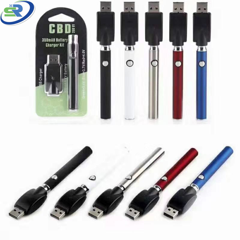 Rechargeable 350mahCBD battery 510thread Universal e-cigarette pen holder preheat 3 voltage adjusted cartridge battery