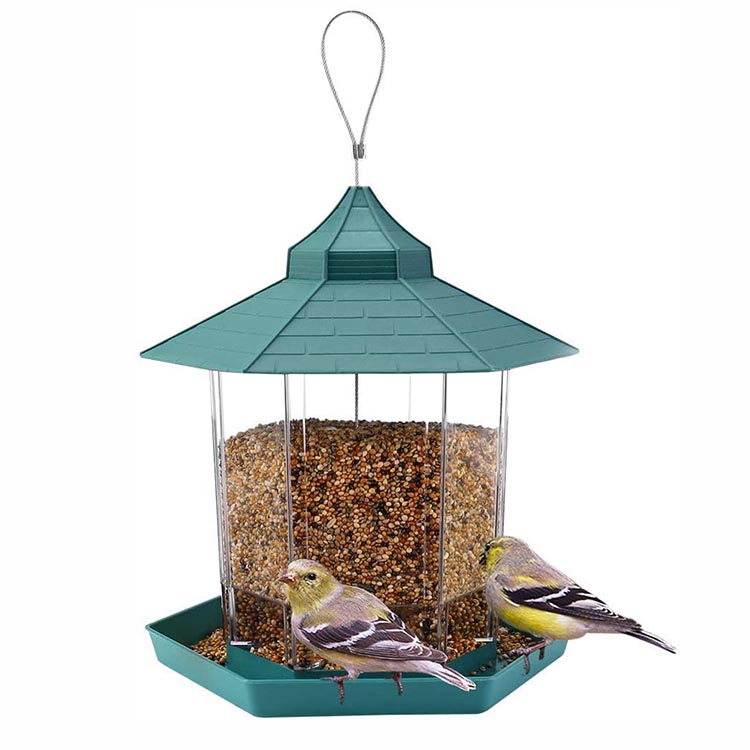 Garden Yard Wild Bird Feeder Hexagon House Shaped Bird Feeders Pet Supplies Outside Hanging Bird Feeder